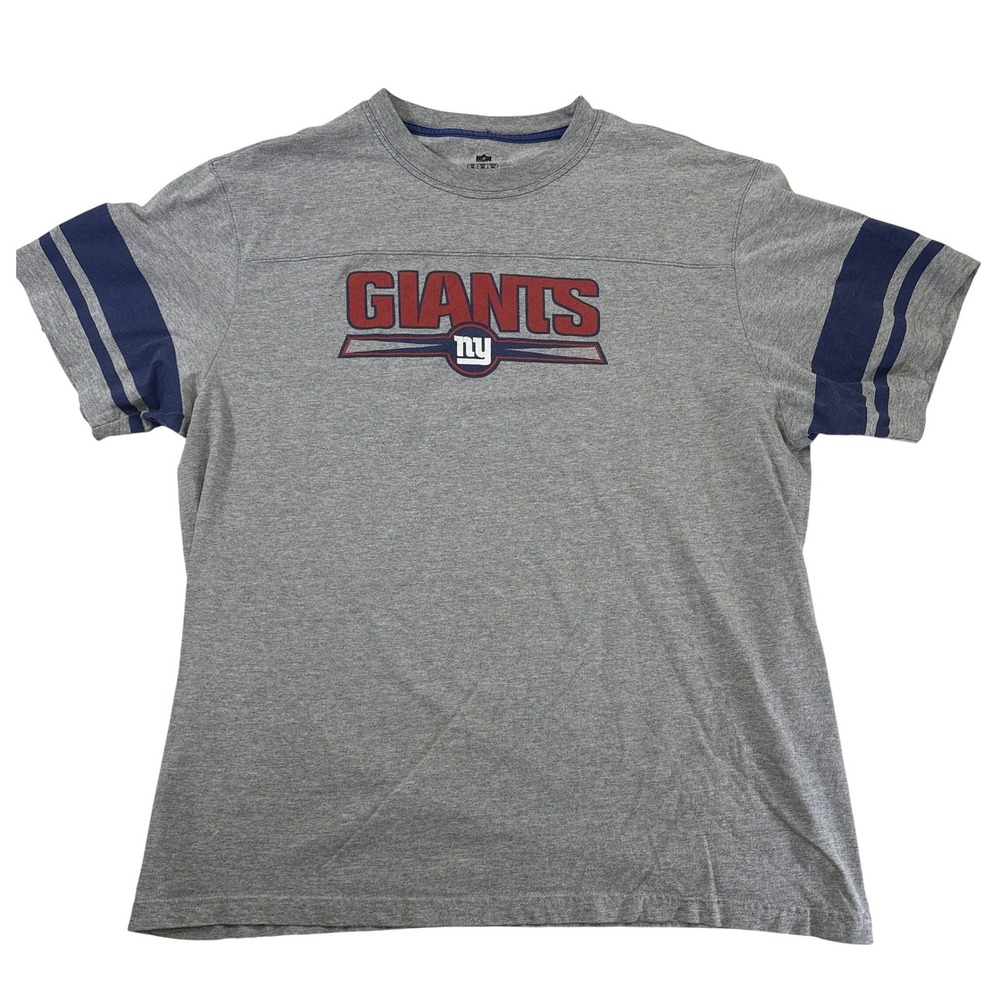 NFL New York Giants Mens XL Gray Short‎ Sleeve Graphic T-Shirt Varsity Stripes